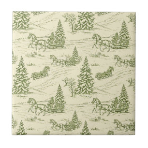 Padrão de Passeio de Trenó de Natal em Toile Verde