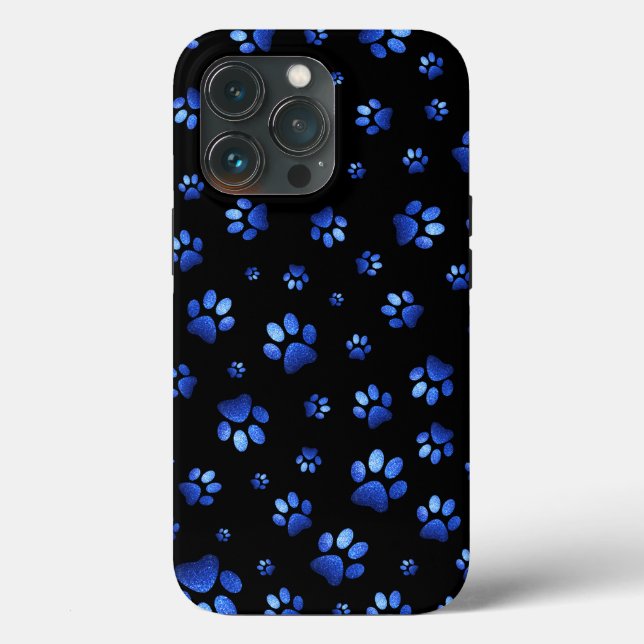 Padrão de pata de cão brilhante azul (Verso)