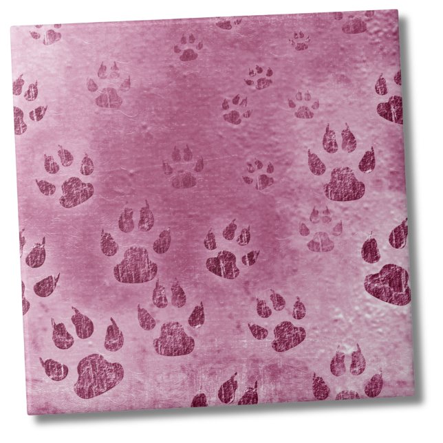 Padrão de Pata Rosa (Cute Pink Pattern Animal Paw Prints Ceramic Tile)