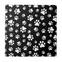 Padrão de patas, impressões de pata, preto e branc