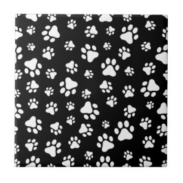 Padrão de patas, impressões de pata, preto e branc