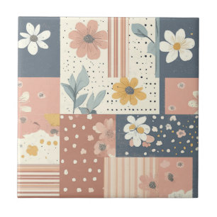 Padrão de Patches Florais Vintage - Pastel (2)