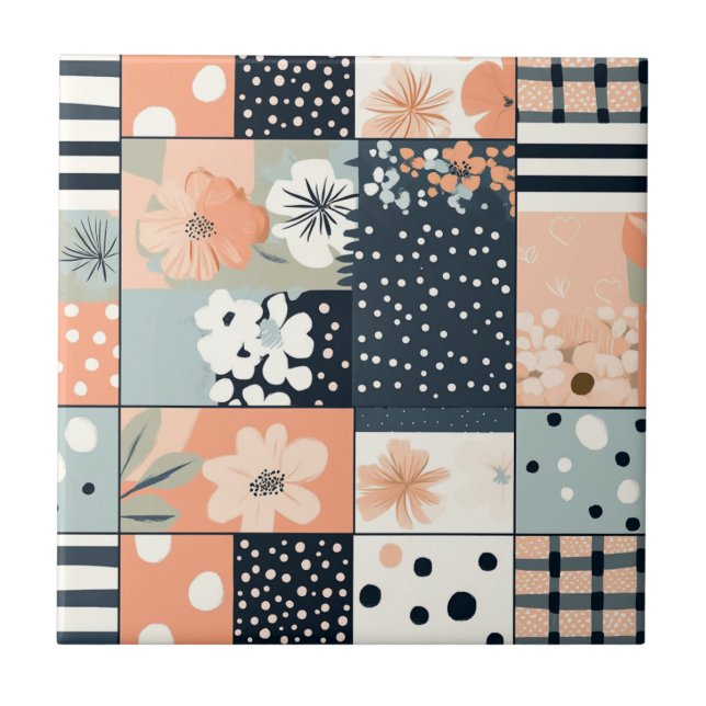 Padrão de Patches Florais Vintage - Pastel (8) (Frente)