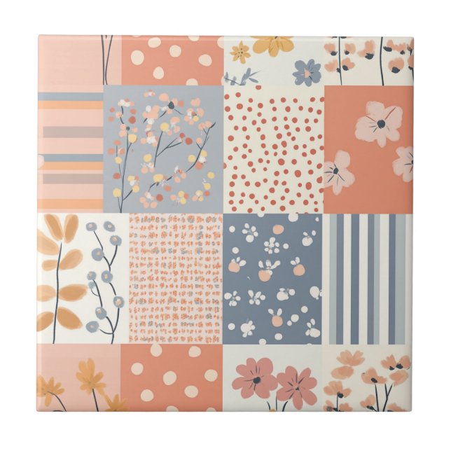 Padrão de Patches Florais Vintage - Pastel (9) (Frente)