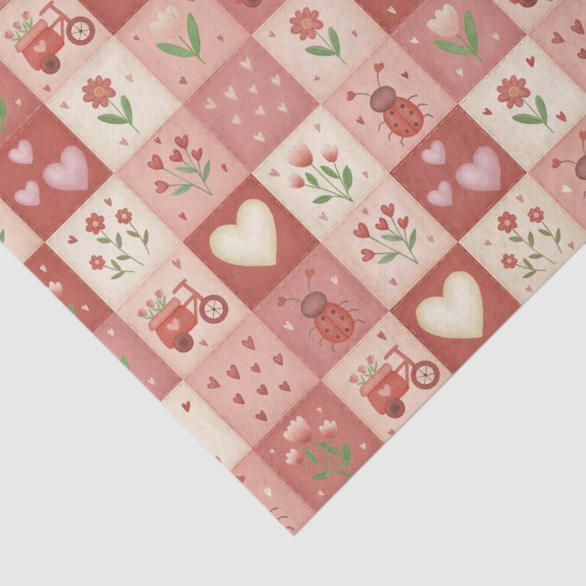 Padrão de Patchwork Doce Desenhado à Mão - Papel T (Detalhes)