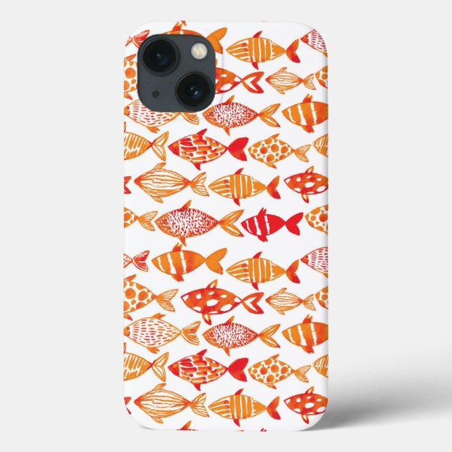 Padrão de Peixe de Cor Laranja Brilhante (Verso)