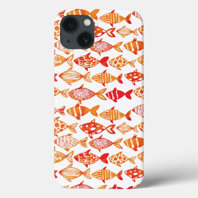 Padrão de Peixe de Cor Laranja Brilhante (Verso)