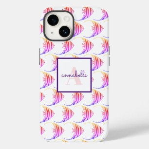 Padrão de Peixe Rosa Cute Monograma