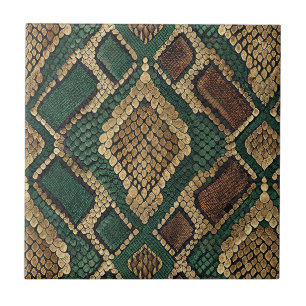 Padrão de Pele de Cobra Verde e Dourado - Estampa