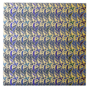 Padrão de penas de pavão azul e dourado