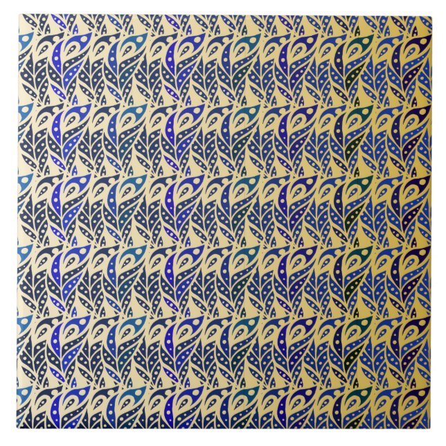 Padrão de penas de pavão azul e dourado (Frente)