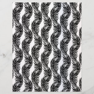 Padrão de penas de peacock abstrato preto-e-branco