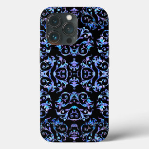 Padrão de Pérolas Azul e Roxo Elegante