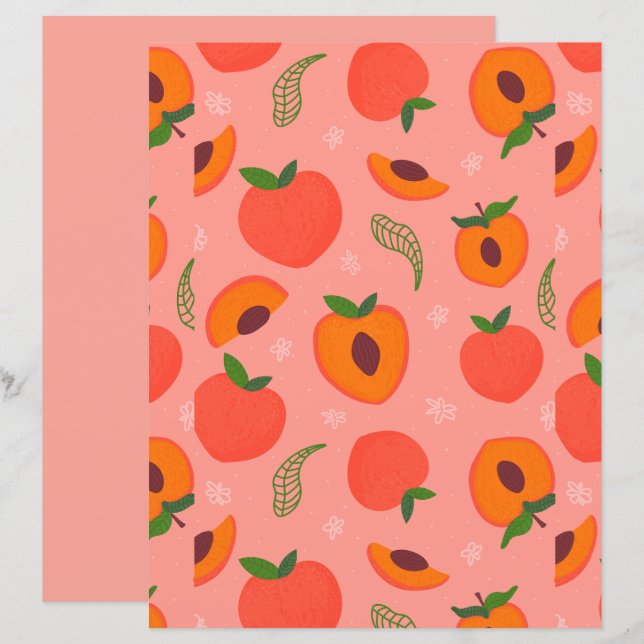 Padrão de Pêssego de Aquarela Doce (Frente/Verso)