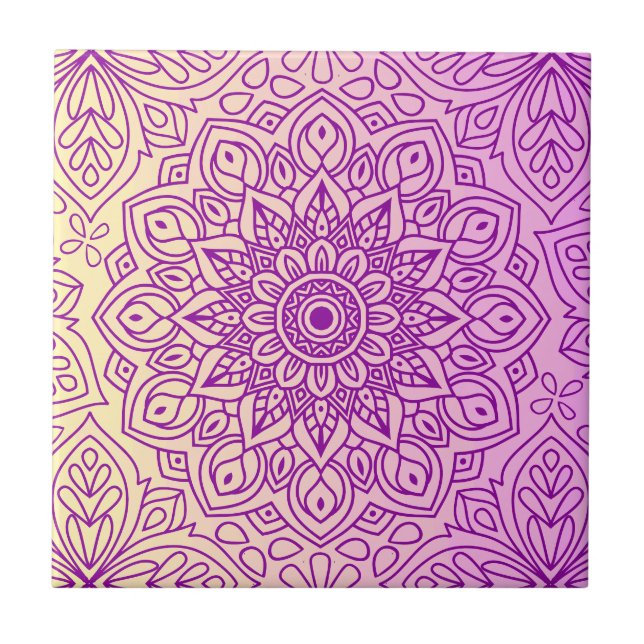 Padrão de Pêssego Roxo Pêssego Elegante Mandala (Frente)