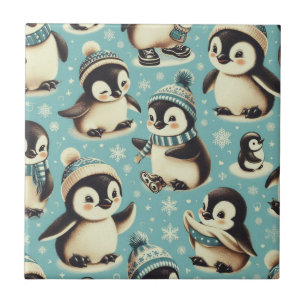 Padrão de Pinguim Cuto Vintage