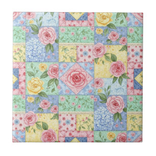 Padrão de Piquenique em Patchwork Floral Pastel (1