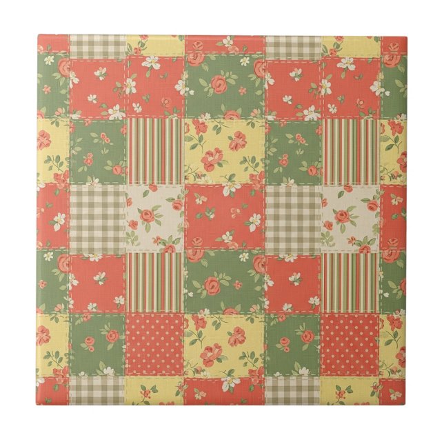 Padrão de Piquenique em Patchwork Floral Pastel (2 (Frente)