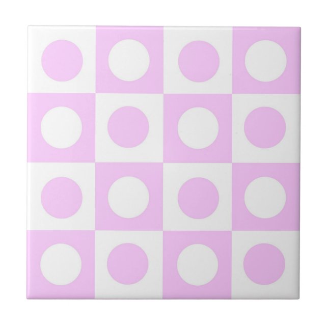 Padrão de Pontos e Quadrados Rosa Pastel (Frente)