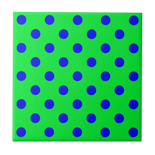 Padrão de Pontos Polka Azuis Sobre Verde  (Frente)
