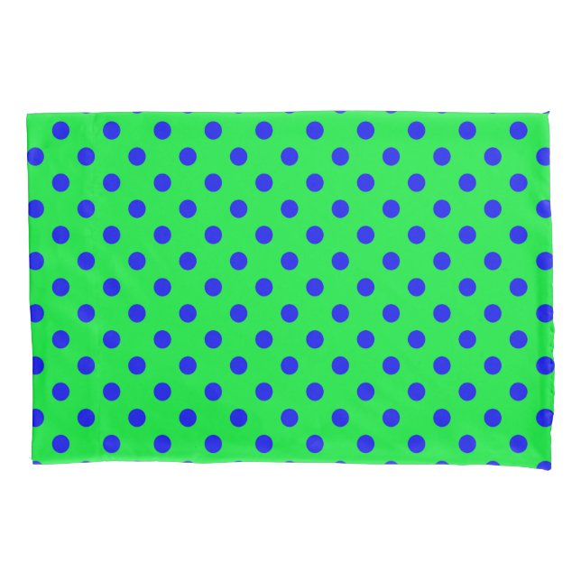 Padrão de Pontos Polka Azuis Sobre Verde  (Frente)