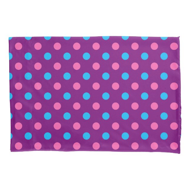 Padrão de Pontos Polka Azul Rosa Roxo (Frente)