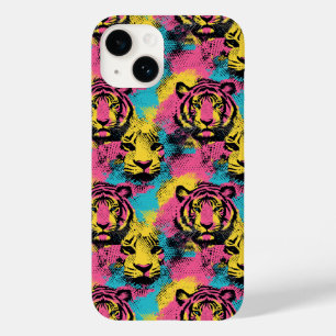 Padrão de Pop de arte do Tiger em rosa, amarelo e