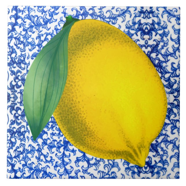 Padrão de Porcelana Branco Lemon Blue (Frente)