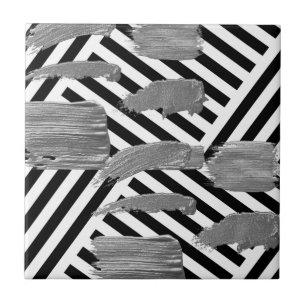 Padrão de Prata de Azulejo preto e branco