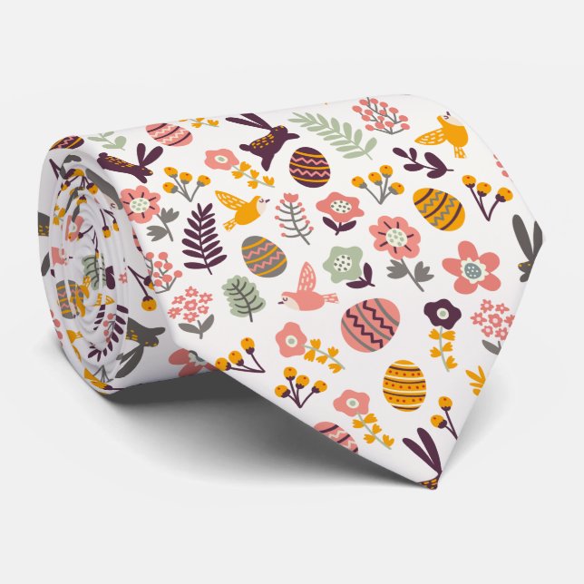 Padrão de Primavera de Páscoa de Floral | Gravata (Rolled)