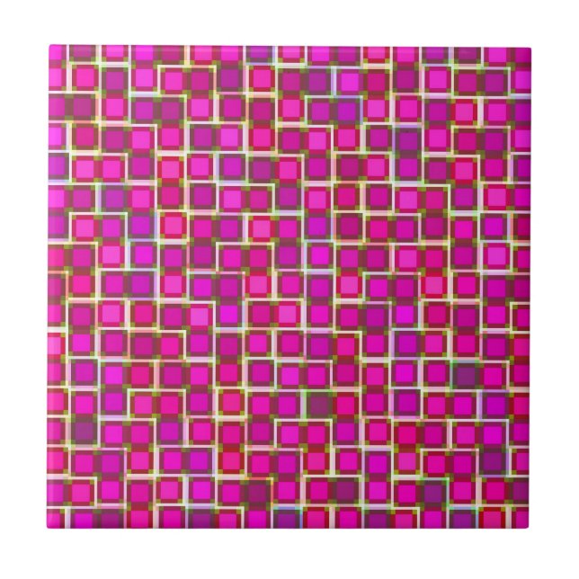 Padrão de quadrados cor-de-rosa abstrato (Frente)