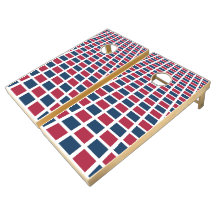 Padrão de Quadrados Geométricos Vermelho e Azul