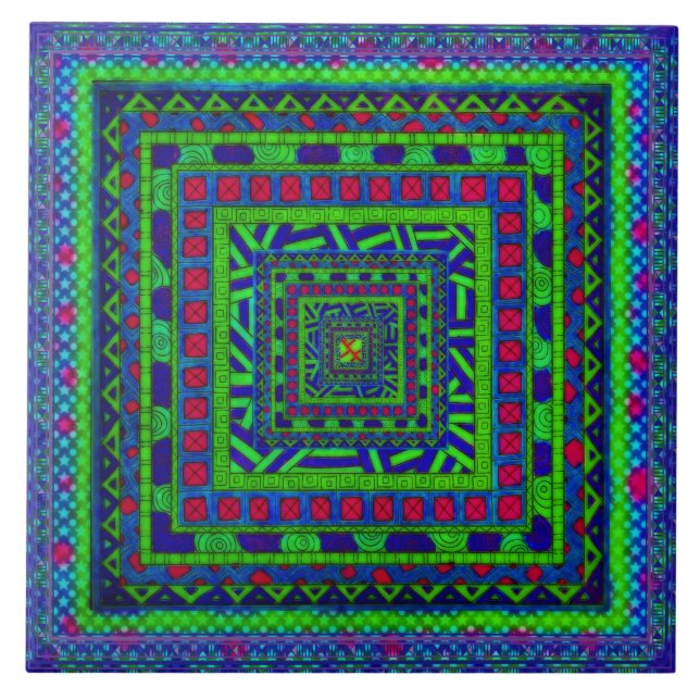 Padrão de Quadrados Tribais Aztec Aztec Aztec Azte (Frente)