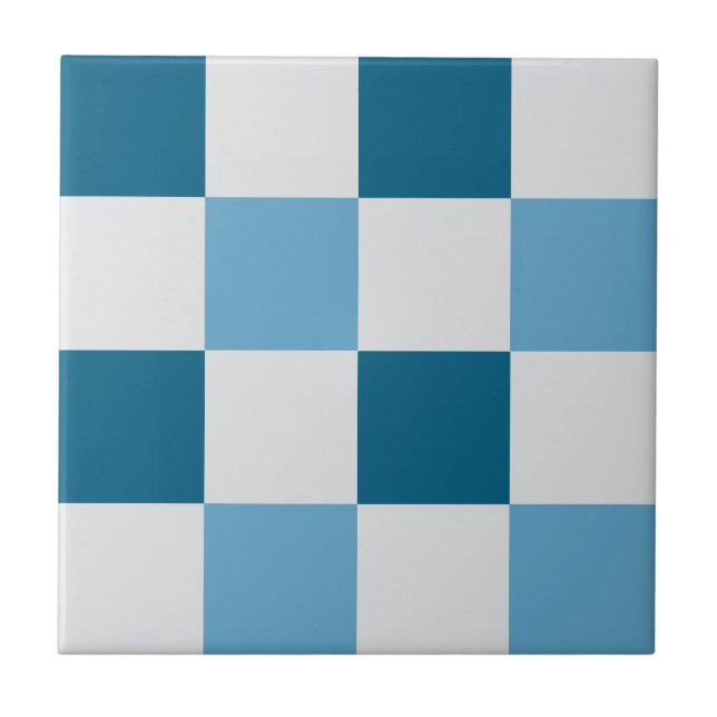 Padrão De Quadro De Verificação Branco E Azul (Frente)