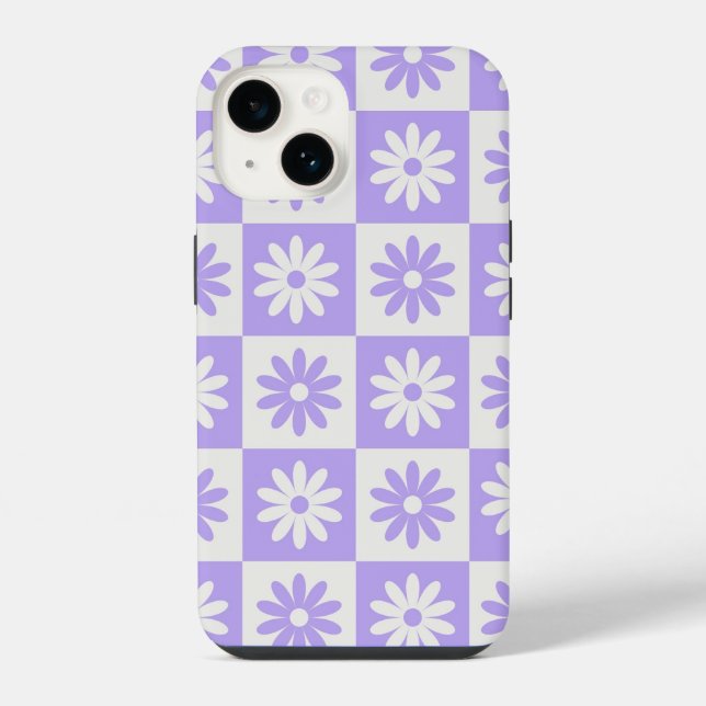 Padrão de Quadro de Verificação de Flor Roxo Hippi (Verso)