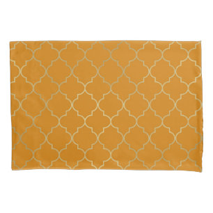 Padrão de Quatrefoil Amarelo e Dourado Turmérico