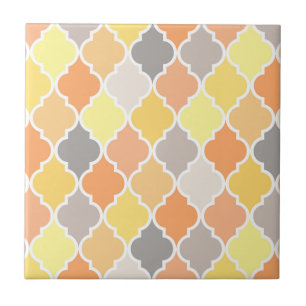 Padrão de quatrefoil amarelo, laranja e cinza