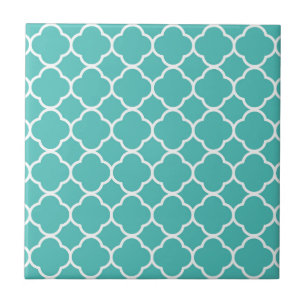 Padrão de Quatrefoil Azul-Verde