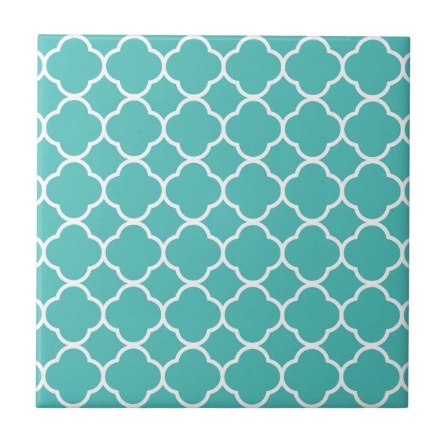 Padrão de Quatrefoil Azul-Verde (Frente)