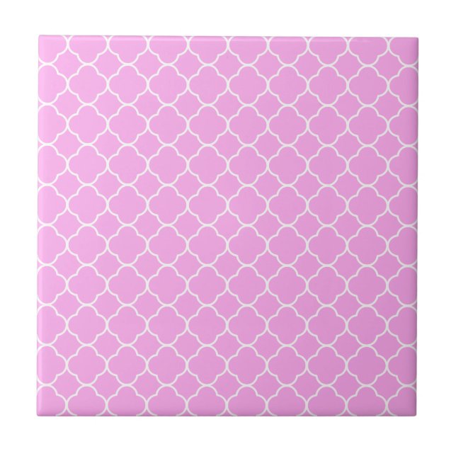 Padrão De Quatrefoil Cor-De-Rosa E Branco (Frente)