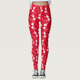 Padrão de rabiscos de corações, Vermelho, Leggings