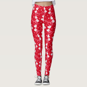 Padrão de rabiscos de corações, Vermelho, Leggings