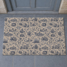 Padrão de ramagem de rosa Toile Francesa Azul no C