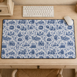 Padrão de ramagem de rosa Toile Francesa Azul no C
