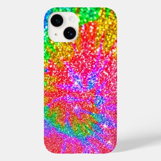 Padrão de Redemoinho de Glitter Tie Dye Arco-Íris  (Verso)