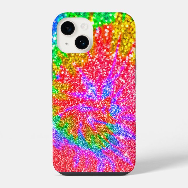 Padrão de Redemoinho de Glitter Tie Dye Arco-Íris  (Verso)
