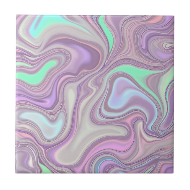 Padrão de Redemoinho de Mármore Roxo Pastel (Frente)