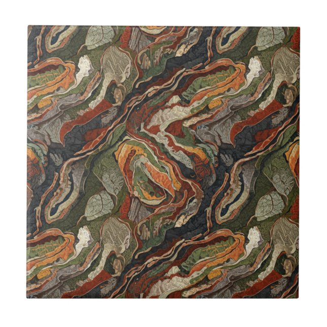 Padrão de redemoinho em tons terrosos abstratos (Frente)