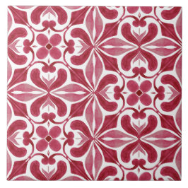 Padrão de Remendo de Azulejo Vermelho Decorativo
