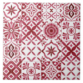 Padrão de Remendo de Azulejo Vermelho Decorativo